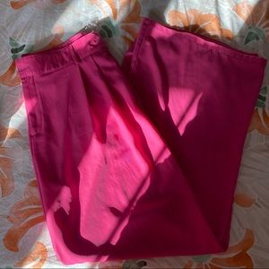 Hot pink high waist wide leg trousers